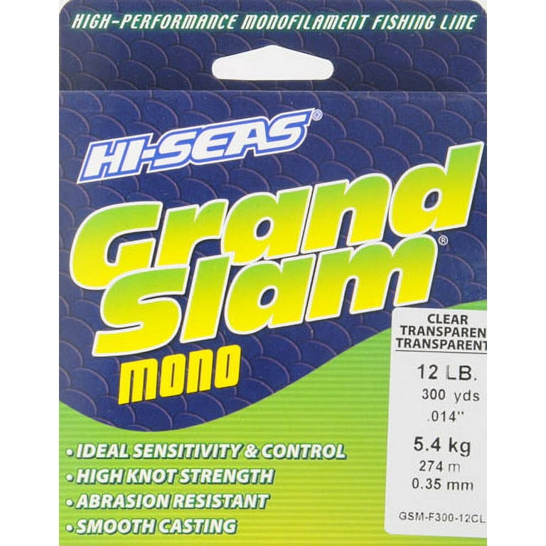 Hi-Seas Grand Slam Fluorocarbon Coated Fishing Line, Clear, 12 lb. Test,  300yds