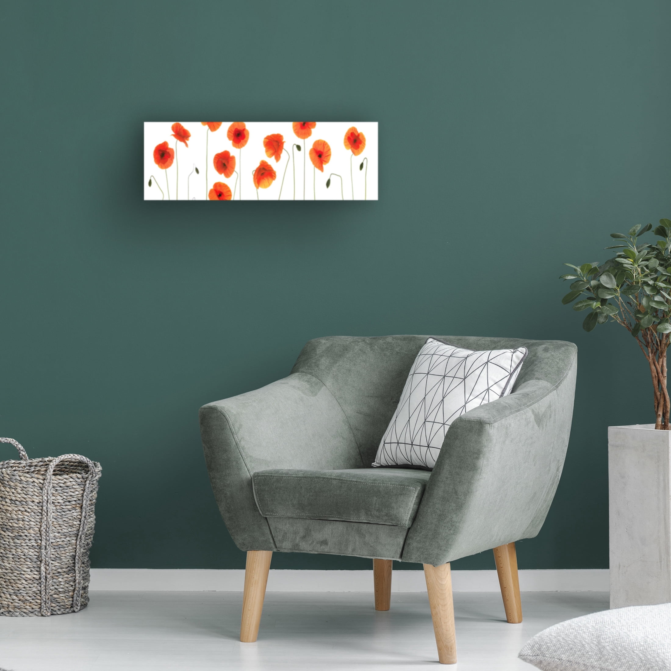 Canvas Wall Art - Tom Quartermaine 'Row of Poppies on White' Wall Art for Living Room, Bedroom, or Office Décor by Trademark Fine Art - 32 x 10 Inches