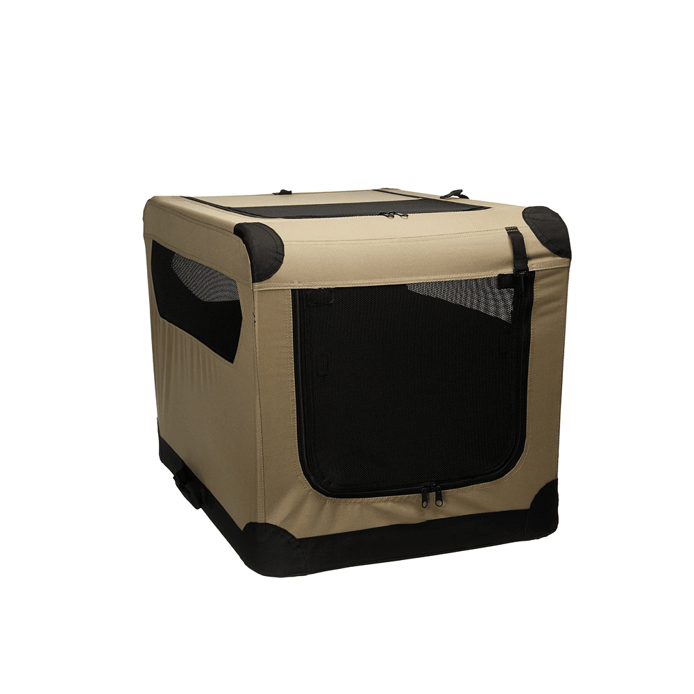 Soft Dog Kennel, Folding Dog Crate with 2Door and 4 Sides Ventilation