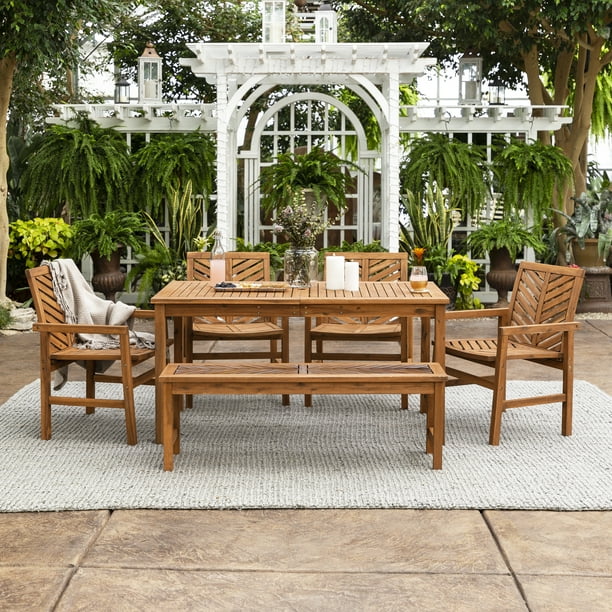 Manor Park 6Piece Chevron Outdoor Patio Dining Set Brown