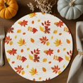 thumbnail image 2 of Fall Round Placemats Set of 4 Autumn Maple Leaves Place Mats Thanksgiving Woven Placemat Orange Fallen Leaf Linen Circle Braided Table Mat for Kitchen Dining Table Autumn Party Home Decor 15 Inch, 2 of 9