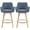 Blue Linen - 2PCS, variant on Zesthouse 25.8" Swivel Counter Height Bar Stools Set of 2, Upholstered Sherpa Barstool with Curved Back and Wood Legs, Mid Century Modern Counter Height Chairs for Pub Kitchen Island, White