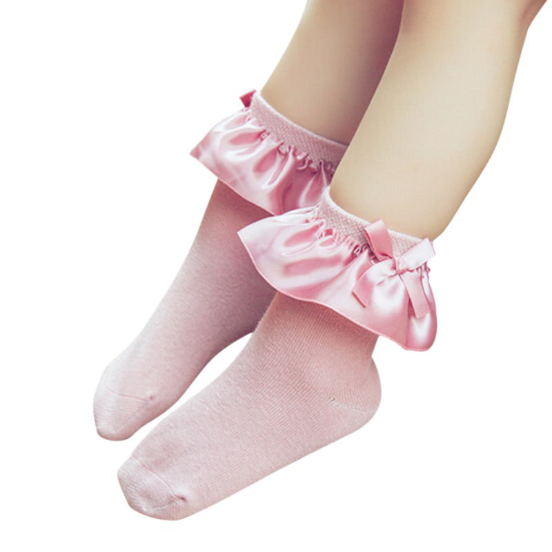 Baby Girls Kids Socks Cotton Lace Ruffle TUTU Socks Frilly Ankle Socks 2-8Y