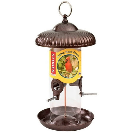 Bird Feeder Brush - Stokes Select Prairie Seed Bird Feeder with Metal Roof, Brushed Copper, 1.2 lb Capacity