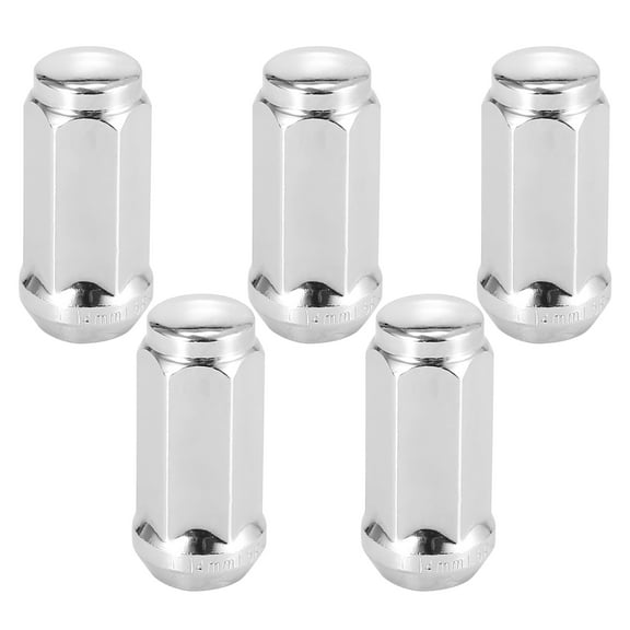 5pcs Silver Tone M14x1.5 Vehicle CNC Lug Nuts Spline Drive Lug Nuts 1.9 Inch Length 19mm Hex Size