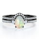 thumbnail image 1 of JeenMata Anillo de Bodas con Pavé Curvo de Ópalo Etíope Elíptico de 1 Quilate y Moissanita, Pasado, Presente y Futuro, Engastado en Oro Negro de 18 K sobre Plata, 1 of 6