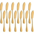 thumbnail image 1 of Juego de 12 cuchillos de acero inoxidable - mini cuchillos de cocina para tostadas, sándwich, pan, mantequilla, queso, desayuno - 14,5 cm - oro mate., 1 of 5