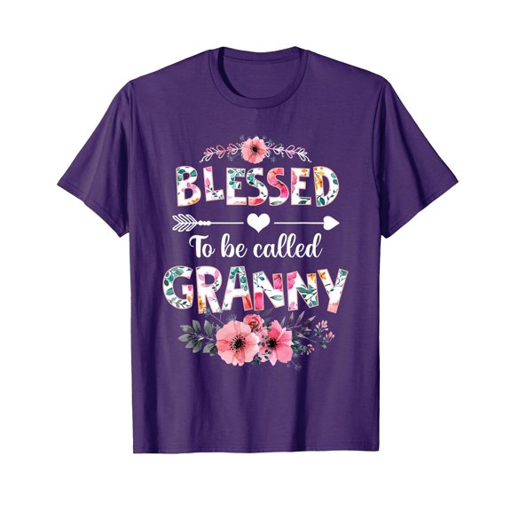 Vibrant Floral Blessed to be Called Granny T-Shirt for Fun Mother's Day Gift