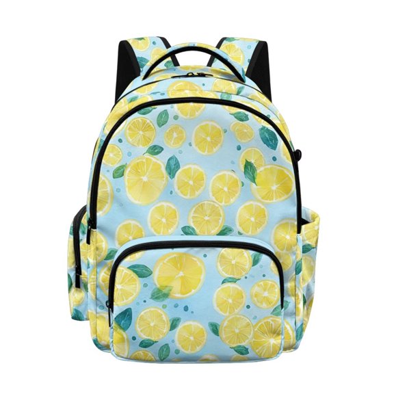 DISNIMO Lemon Print 17 Inch Sturdy Lightweight Kids School Backpack, Adjustable Padded Straps Bookbag for Boys Girls Daily Class Travel Outdoor Activities