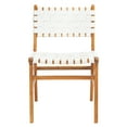 SAFAVIEH Taika Woven Leather Dining Chair, White/Natural, Set of 2