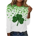 thumbnail image 2 of Women Long Sleeve Tops Green Shamrock Graphic Shirt Round Neck Pullover Tees St. Patrick's Day Printed Tshirt, 2 of 5