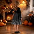 thumbnail image 4 of Mitankcoo Girls Halloween Dresses Long Sleeve Crew Neck Swing Midi Dress with Belt for Casual Wear 5-14Y, 4 of 8