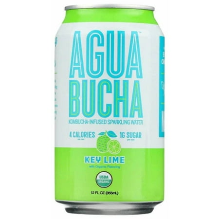 Agua Bucha - Kombucha-Infused Sparkling Water Key Lime, 12 Fo (Pack of 12)