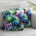 thumbnail image 3 of COMIO  Plant Throw Pillow Cushion Cover, Tropical Leaves and Monstera with Abstract Color Scheme Hawaiian Floral Elements, Decorative Square Accent Pillow Case White, 3 of 5