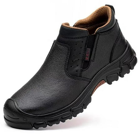 

Mens Leather Work Boots Composite Toe Indestructible Safety Shoes Anti-Smashing Water Resistant