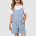 thumbnail image 2 of Toddler Jumpsuit and Romper Girls Sleeveless Romper Kids Summer Casual Spaghetti Strap Short Jumpsuit with Pockets 5-14 Years Baby Onesies for Girls, 2 of 9