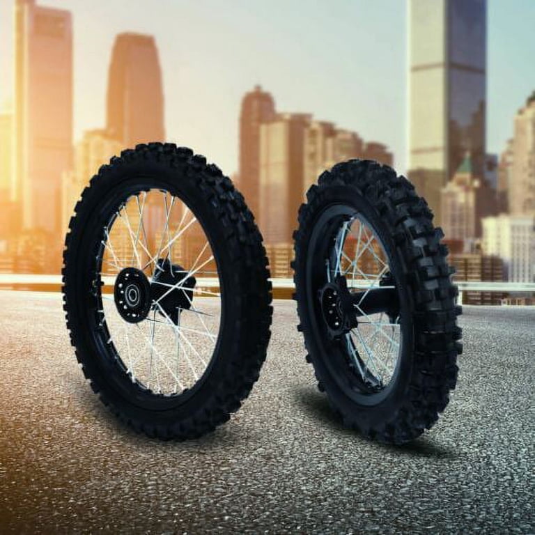 15mm Front 60/100-14 & Rear 80/100-12 Wheel & Tire Set For Honda CRF Dirt Pit Bikes – Aluminum Alloy Rims