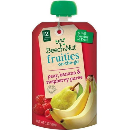 Beech-Nut Fruities on-the-Go Pear, Banana & Raspberry Puree Baby Food, 3.5 oz, (Pack of