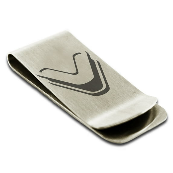 Stainless Steel Letter V Initial 3D Monogram Engraved Engraved Money Clip Credit Card Holder