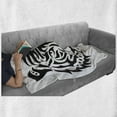 thumbnail image 6 of White Tiger Soft Flannel Fleece Throw Blanket, Minimalist Wild Animal Portrait Head Mammal Danger Illustration, Cozy Plush for Indoor and Outdoor Use, 50" x 70", White and Black, by Ambesonne, 6 of 6