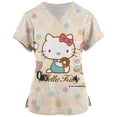 thumbnail image 2 of Beach Style Hello Kitty Scrubs Medical Uniforms Woman Hello Kitty Cartoon Printed Nurse Tops Pet Groom Short Sleeve Carer Clothe, 2 of 6