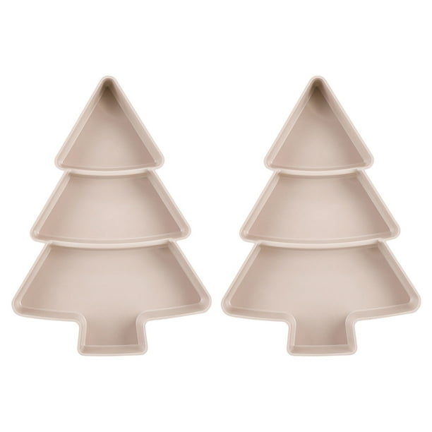 2 platos de fruta multifunción con forma de árbol de Navidad, bandejas de plástico para dulces y aperitivos.