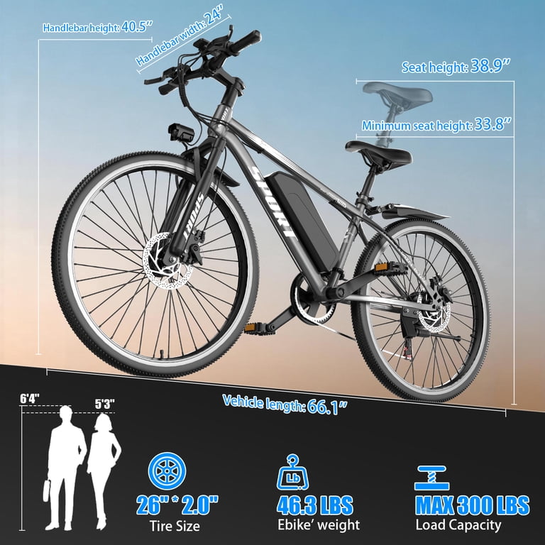 electric bicycle weight AMYET Bike EB26 Adults Electric Peak 1500W 48V 15AH E Bike 26' Fat Tire Mountain Bike 31Mph Electric Dirt Bike Normal wear and tear Understanding eBike Weight Capacities |