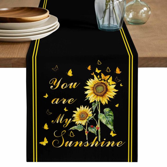 Table Runner 36 Inches Long for Kitchen Dining, Sunflower Dresser Scarf Farmhouse, Dining Table Decorations for Wedding/Parties, Vintage Botanical 13 x 36 In