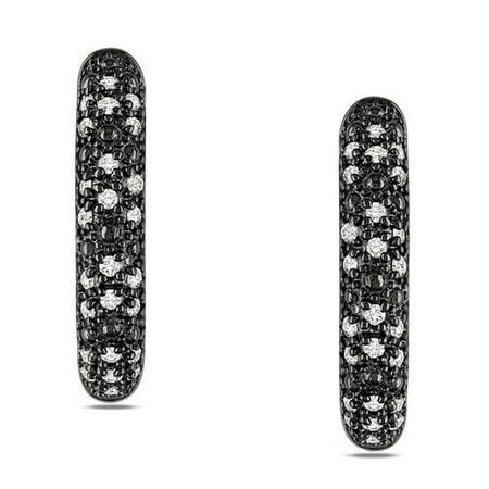 Amour White Cut Diamonds and Black Rhodium Hoop Earrings