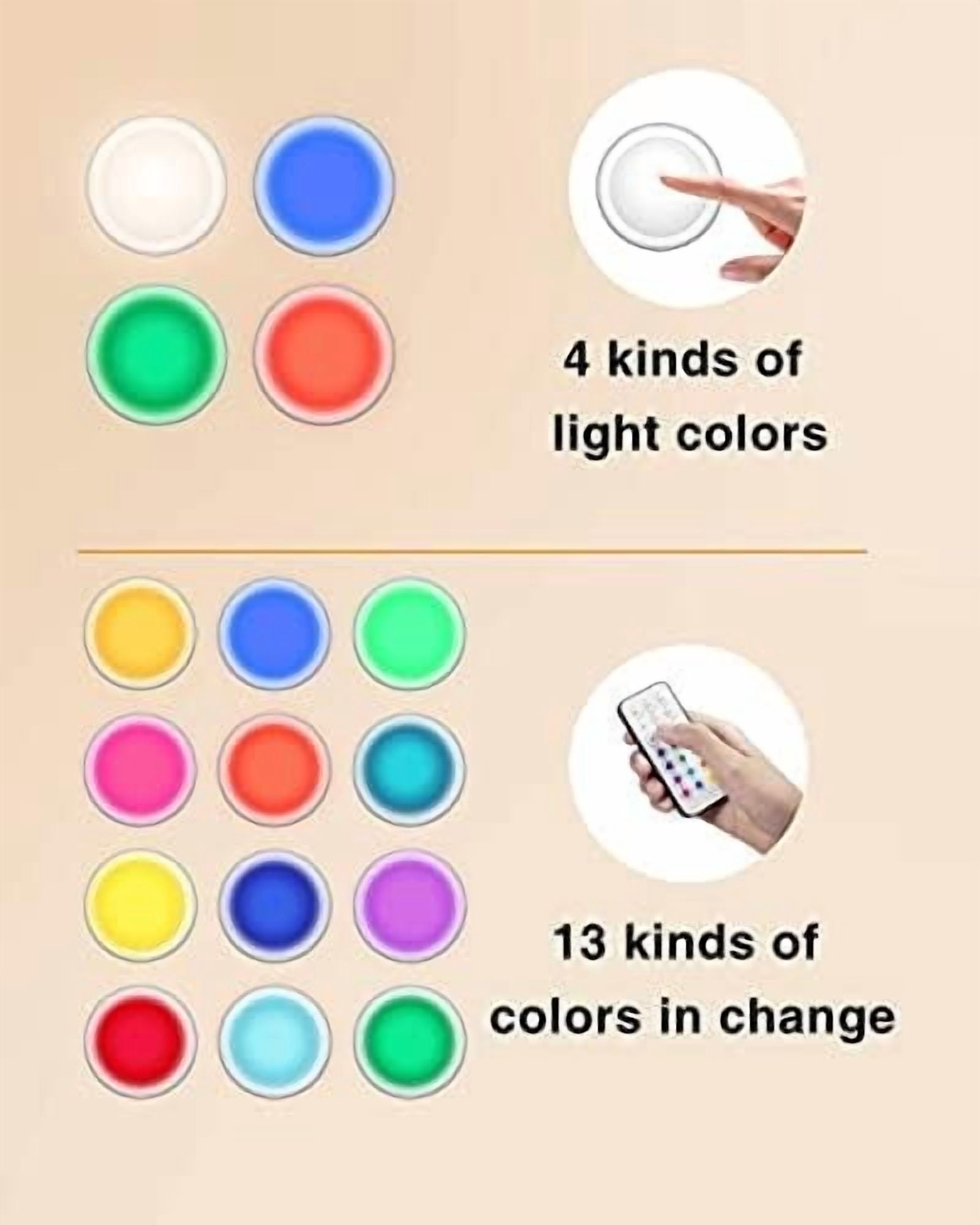 Puck Lights with Remote Control Battery Operated LED Push Lights Wireless, 13 Color RGB - for Closet, Bedroom Wall, Under Cabinet, Battery Powered ambient lighting. Convenient 3M Stick On, Black 6Pcs