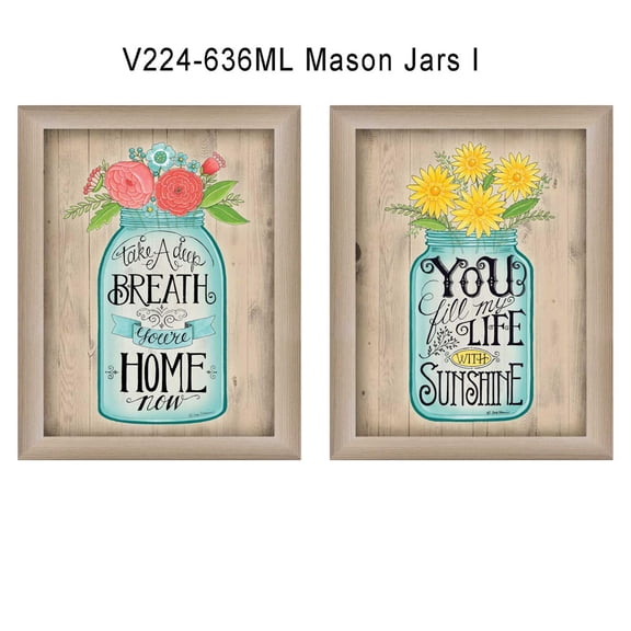 TrendyDecor4U Mason Jars I Collection By Debbie Strain Wall Art V224-636ML