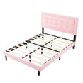 thumbnail image 5 of AENKYO Modern Full Size Upholstered Platform Bed Frame with Velvet Fabric Headboard, No Box Spring Needed, Pink, 5 of 8