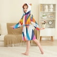 thumbnail image 4 of FORMRS Niños Bathrobe Unisex Hooded Robe Soft Plush Pajamas Sleepwear, Size 4-6T, Colorful Triangles, 4 of 7