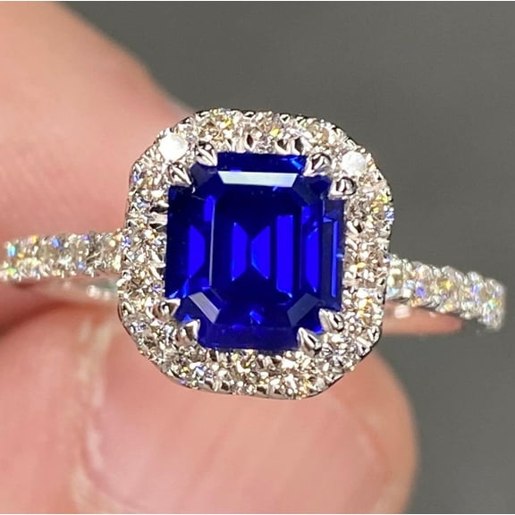 Lab created Blue Sapphire Ring Engagement Ring, Promise Ring