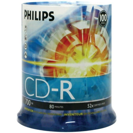 Philips CDR80D52N/650 700MB 52x CD-Rs, 100-ct Cake Box Spindle