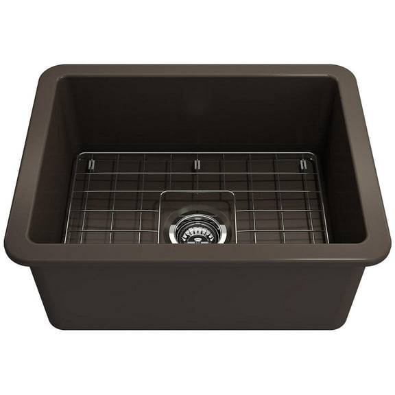 Bocchi 1627-025-0120 Sotto 24" Undermount Single Basin Fireclay Kitchen Sink - Brown