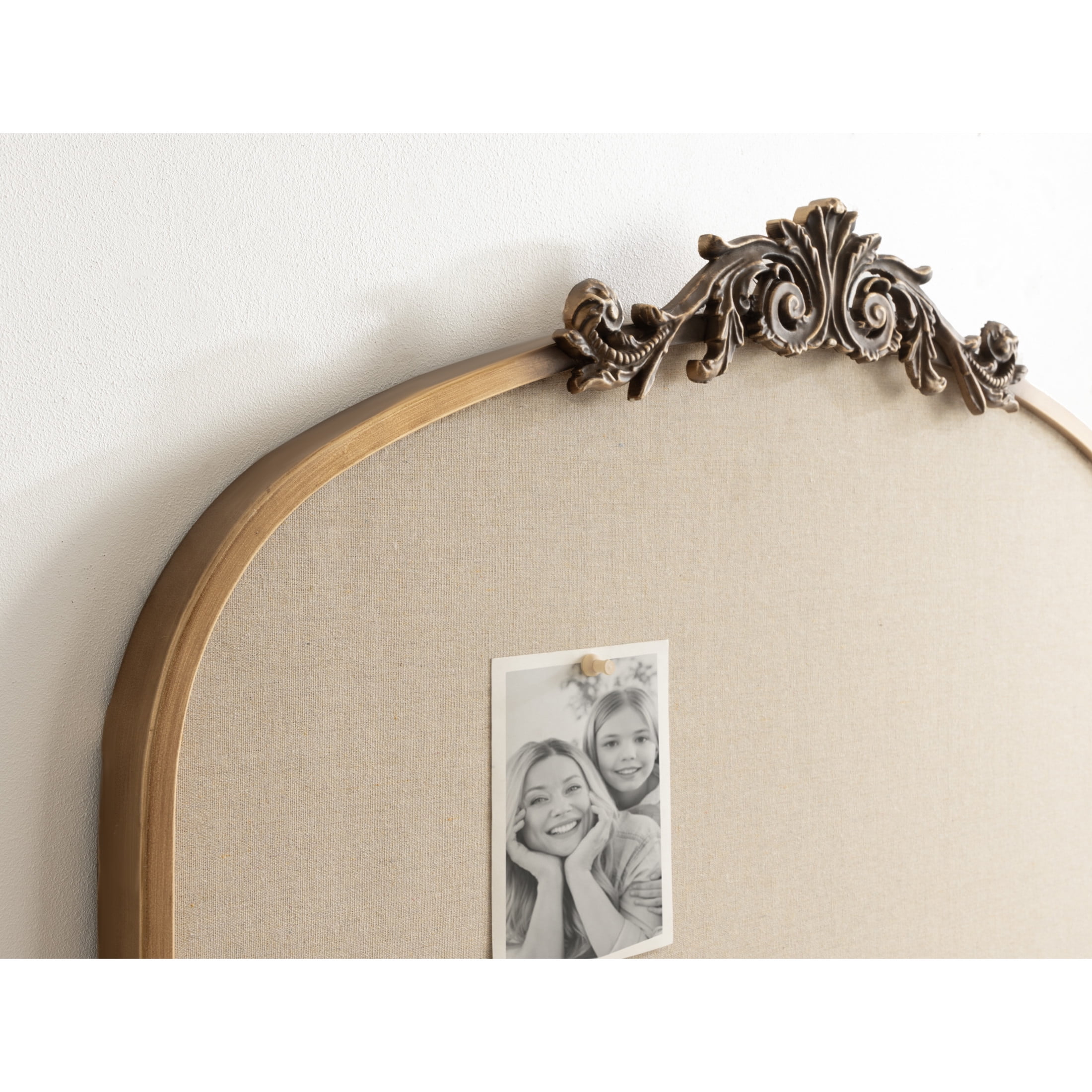Kate and Laurel Arendahl Wide Decorative Arch Pinboard, 30 x 24, Gold, Framed Arched Ornate Vintage Cork Board for Use as Motivational Vision Board or Wall Organizer