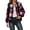 Purple, variant on Brushed Plaid Zip Up Bomber Jacket for Women, Ribbed Collar Long Sleeve, Casual Commuter Fall Outerwear, 1 Piece, S-XXL, Plus Size Friendly