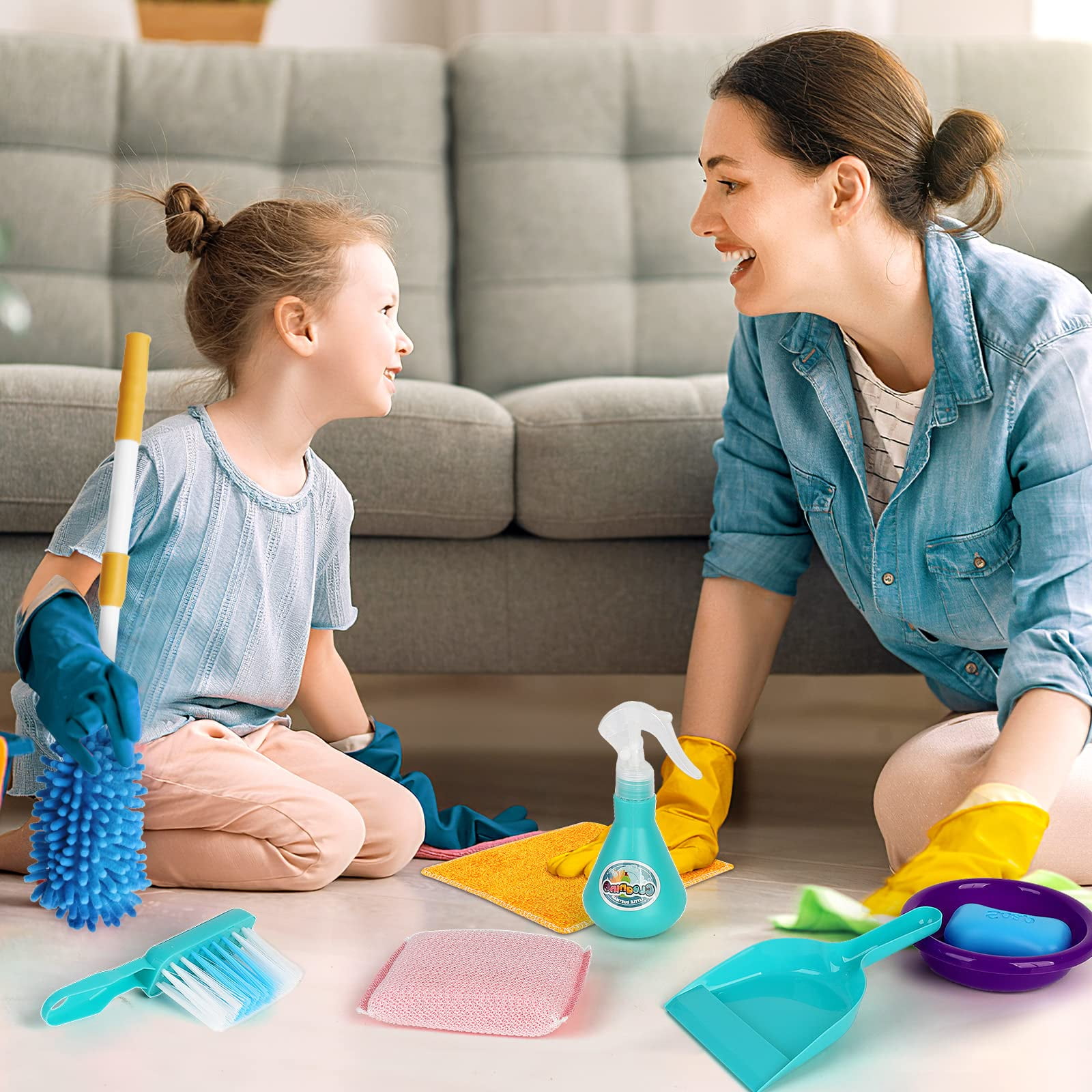  Kids Cleaning Set for Toddlers, Pretend Play Housekeeping  Supplies Kit for Boys and Girls Complete with Broom, Mop, Dust Pan, Spray  Bottle and More, Little Helper Tools and Montessori Toys 