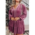 thumbnail image 1 of FOLUNSI Elegant Plus Size Velvet Dress - Mauve Layered Buttons, 1 of 8