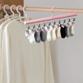 thumbnail image 6 of Space Saving Hanging Closet Organizer with 10 Metal Clips, Pants Hangers with Clothespins for Jeans Skirts Socks, Hat Scarf and Pant Hangers for Closet Storage,Light Blue, 6 of 8