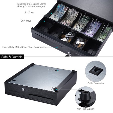 Heavy Duty Electronic Cash Drawer Box Case Storage 5 Bill 5 Coin
