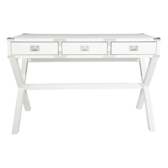 Pemberly Row Contemporary 46" Desk with Power in White Finish