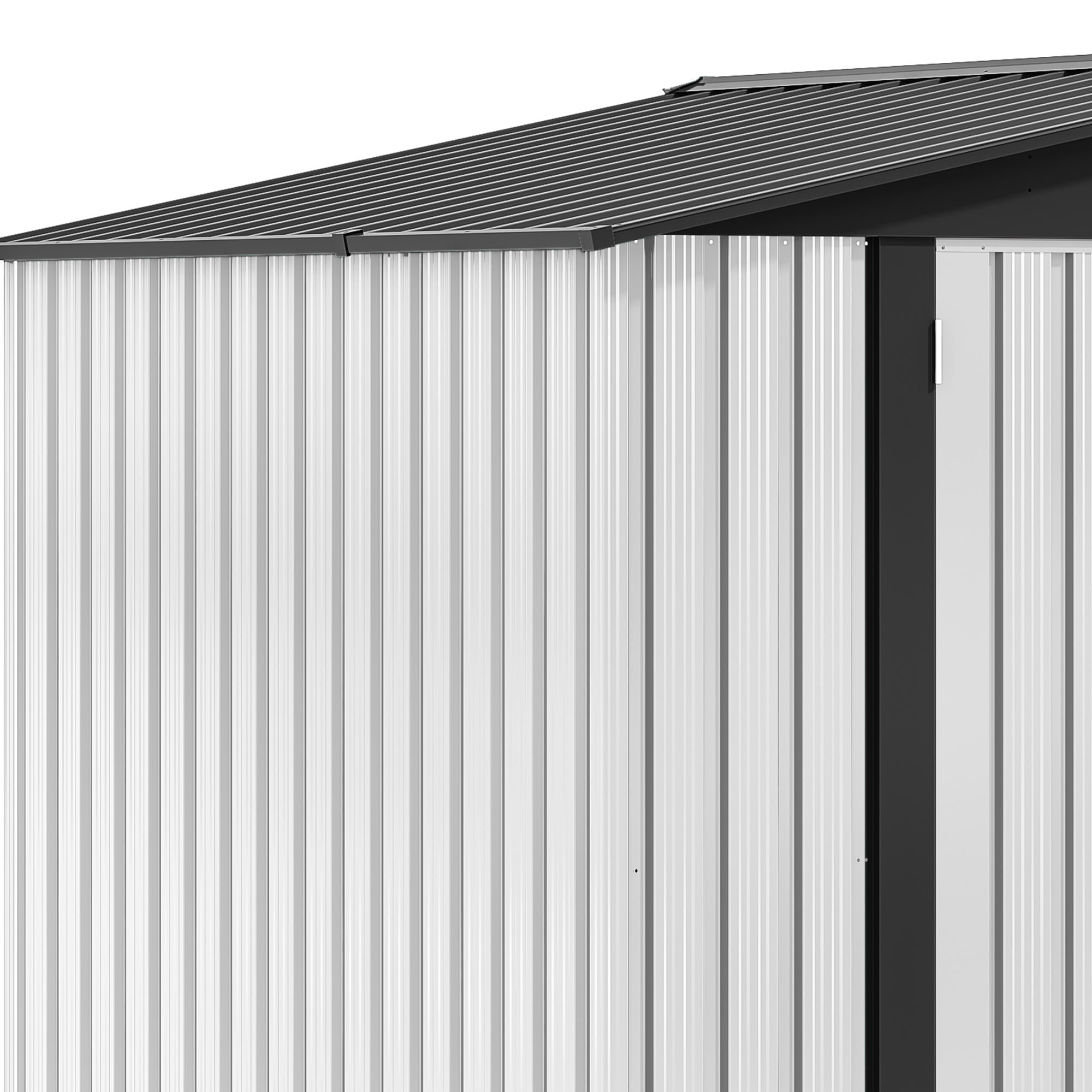 Dextrus 8x6 FT Outdoor Storage Shed with Lockable Doors & Air Vent, Large Metal Tool Sheds House for Backyard Patio, Bikes, Tools,White