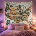 thumbnail image 2 of United States Travel Map with Camper Vans, Nostalgic Vintage Style for Travel Lovers, Road Trip Wall Decor Housewarming Gift, Tapestry Wall Hanging for Classroom and Dorm, 2 of 7