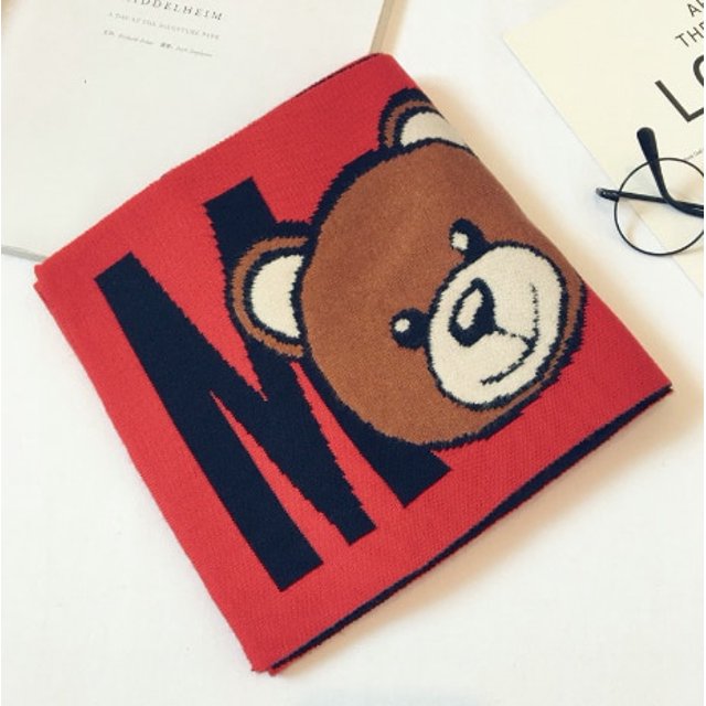 Parent-Child Dog Bear Animal Kids Scarves Korean Christmas Winter Classic Double-Sided Thick Cashmere Women Girls Wholesale