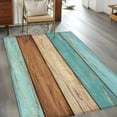 thumbnail image 3 of Farmhouse Aqua Brown Kitchen Runner Rug 2.7x5 Washable Runners for Hallway Non Slip Vintage Wooden Striped Large Area Rug Indoor Floor Carpet for Bathroom Laundry Entryway Bedroom Living Room, 3 of 8