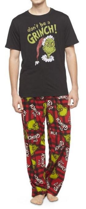 Fleece Sleep Lounge Set. Seuss The Grinch Mens 2 Pc New Dr