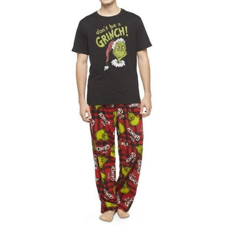 Dr Seuss The Grinch Mens Sleep Lounge 2pc Fleece Pajama Set Xl Walmart Com Walmart Com