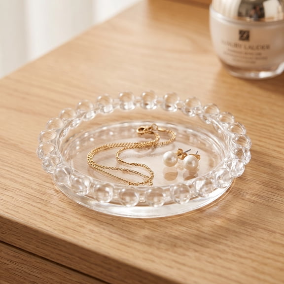 Set of Glass Pillar Candle Holders with Transparent Plates for Party and Home Decor